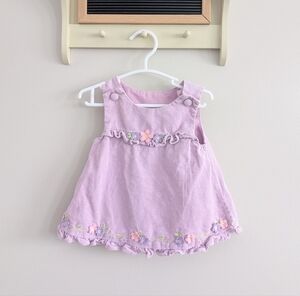 Lavender Floral Embroidered Kids Dress